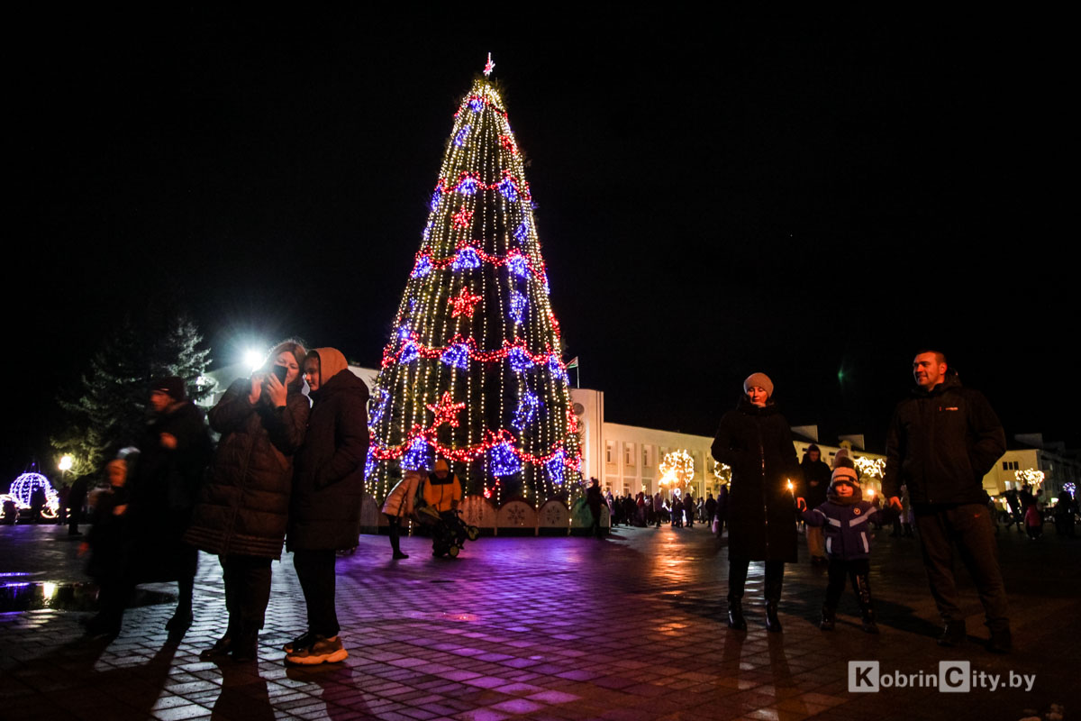 17 декабря в Кобрине на городской площади зажгли главную новогоднюю ёлку. Фотофакт