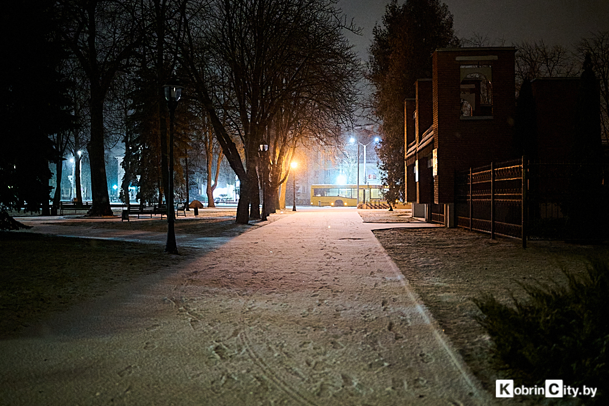 Не успели насладиться снегом? Зима дает второй шанс — фоторепортаж с центральных улочек Кобрина